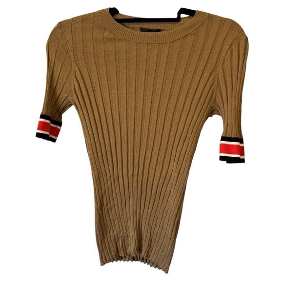 Revolve ATM ANTHONY THOMAS MELILLO Crew Neck Silk Ribbed Sweater in Sahara XL - Picture 4 of 8